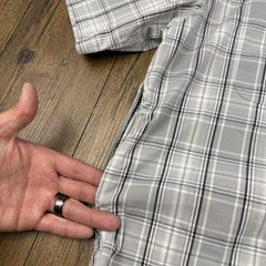 Scottevest Shirt Mens M Gray Plaid Lightweight Pockets Hidden Zip Concealed