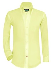 High Open Button-Down Collar 100% Cotton Yellow Shirt for Men Party Style Unique