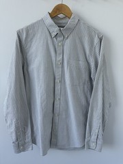 Everlane Pinstripe Long Sleeve Button Down Shirt Mens Medium Gray White Cotton