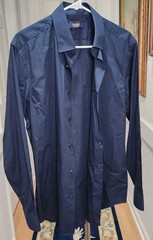 Roberto Cavalli Class Mens Button Down Long Sleeve Dress Shirt Size 42 16.5 Navy