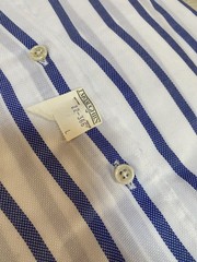 J.McLaughlin Men’s White Button Down Shirt With Blue Stripes, Size L