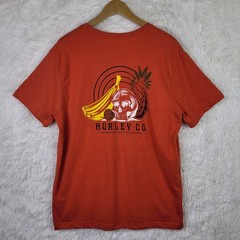 Hurley Mens XL Red Skull Fruit Graphic Print Tee Skateboard Surf Casual