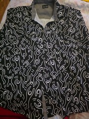 Public Record graphic print button-down shirt featuring a Keith Haring-inspired