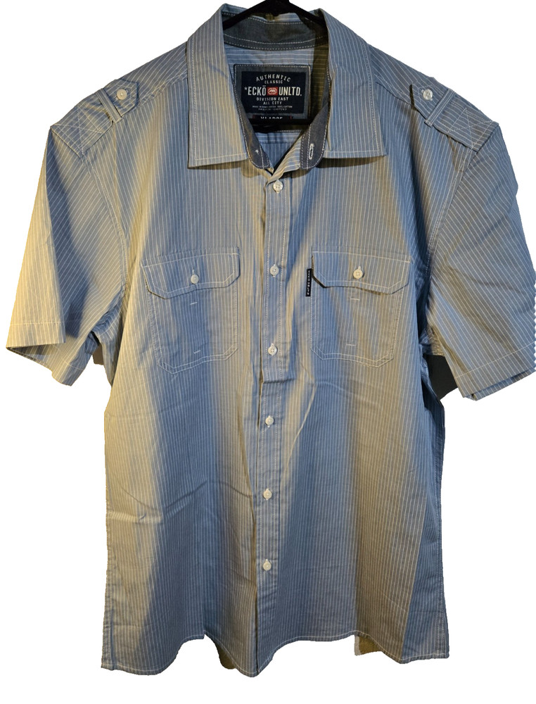 Ecko Unltd Authentic Classic Polo Button Up Shirt Men’s Size XL Grey Modern City