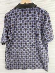Urban Outfitters Men’s Velour Short Sleeve Polo Zip Blue Olive Pattern Size S
