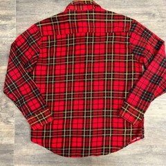 Vintage Campus Red Plaid Button Front Shirt Men Size XL Long Tail Cotton (452)