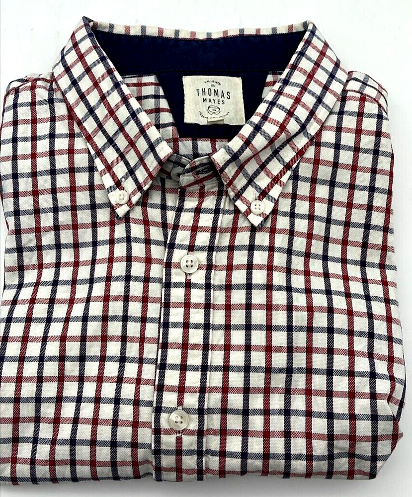 Thomas Mayes Men’s Button Down Shirt XXL checkered Short Sleeve