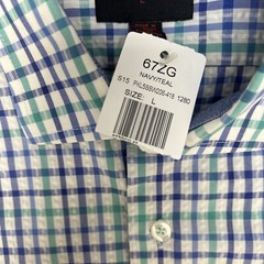 Linea Uomo Gingham button Up Short Sleeve Shirt Men’s L Navy/Teal NWT