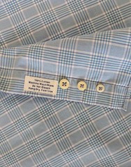 David Donahue Hidden Button-Down Shirt Blue Teal Glen Plaid Check Men’s L