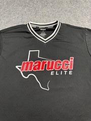 Marucci TEXAS Elite Black Baseball #35 Jersey warmup Shirt BAGGY Med V Neck Poly