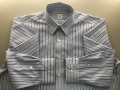 SERO by FORSYTH EUC Blue & White Stripe Non-Iron Cotton Long Sleeve L