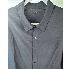 7 Diamonds Performance SS Button Down Shirt Black Recycled Poly XL Stretch
