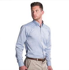 Men’s Blue Shirt Tailored Button Down Collar Long Sleeve Pocket Size 19 32/33
