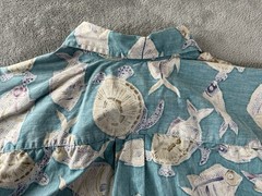 Cooke Street Hawaiian Shirt Mens XL Sea Turtle Ocean Fish Reverse Blue Aloha