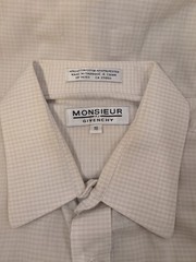Monsieur by Givenchy Beige Plaid Short Sleeve Button Shirt Size 16 Cotton Blend