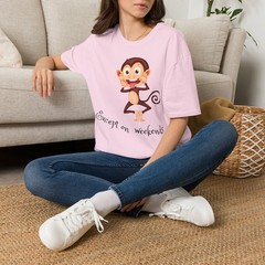 Funny Monkey T-Shirt Except On Weekends Graphic Tee Sarcastic Humor Unisex Shirt