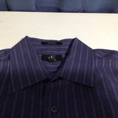 Calvin Klein Blue Striped Cottton Long Sleeve Button Front Pocket Shirt XL