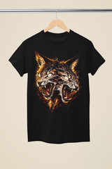 Twin Demon Leopard Wildcat Hellfire Dark Horror Fantasy Unisex Gothic T-Shirt