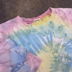 Vintage 90s Tie Dye Shirt Mens XL Single Stitch Multi Crystal Wash Blank Marbled