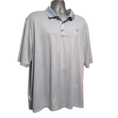 Coolibar Erodym Light Blue Striped Short Sleeve Golf Polo Shirt Mens XL UPF 50