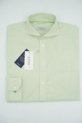 Men Eton Shirt Single Cuff Green Pockets Striped Super Slim Fit Size 37 14.5 S