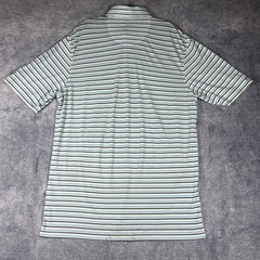 Straight Down Mens Performance Striped Polo Shirt Size L Stretch Preppy Golf