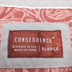 NWT Consequence Paisley Button Down Shirt Mens XL Faded Rose Pink Short Sleeve