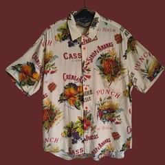 Vintage 90s Jams World Food Art Hawaiin Rayon Shirt French Fruits Ltd Ed Print L