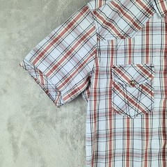 7 Diamonds Vintage Plaid Western Afterglow Shirt Mens Large Red White Pearl Snap