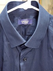 Roberto Cavalli Class Mens Button Down Long Sleeve Dress Shirt Size 42 16.5 Navy