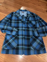 Vtg Pendleton Wool Topster Shacket Blazer Blazer Blue Tartan Plaid Men L Flannel