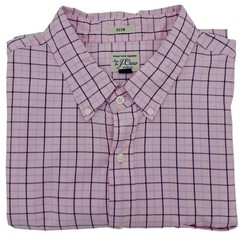 J Crew Button Down Shirt Slim Stretch Secret Wash Pink Grid Check XL Men’s Shirt