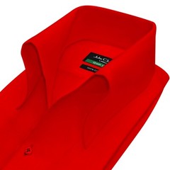 Red High Open Button Down Collar Buttonless Mens Custom Made Formal Office Shirt