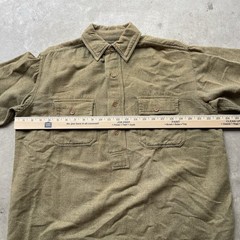 1920s U.S. Army Wool Chin Strap Pullover Shirt Salt & Pepper Side Gusset Size L
