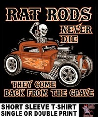 OLD SCHOOL HOT RAT STREET ROD SKELETON NOSTALGIC A COUPE SKULL FLAMES T-SHIRT O9