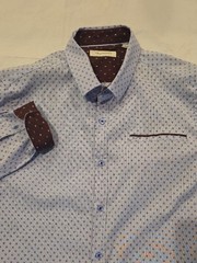 7 Diamonds Lavender Stretch Button-Down with Wine Contrasting Trim Flip Cuffs M