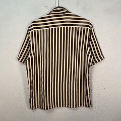 Mango Mens Medium Striped Button-Down Shirt Beige & Black Regular Fit