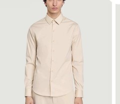 NWT Sandro Paris Men’s Button Down Shirt Size XS Beige Viscose Designer Luxury