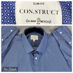 CON.STRUCT Slim Fit 4-Way Stretch Dress Shirt Men XXL geometric long sleeve