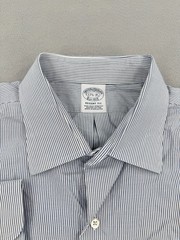 Brooks Brothers Regent Long Sleeve Dress Shirt Mens 17.5-35 White/Blue Stripe