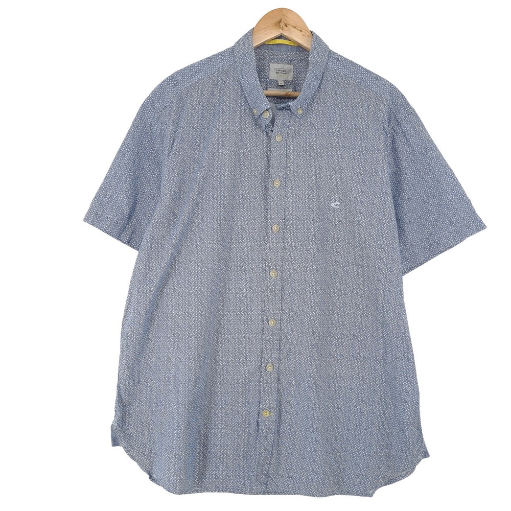 Camel Active Vintage Men’s Button-Up Shirt Blue Cotton Regular Fit XL