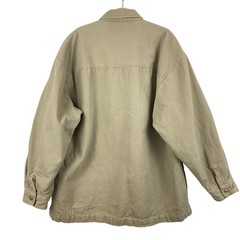 Anchor Blue Utility Canvas Shacket Work Shirt Jacket Men XL Stone Thick Cotton
