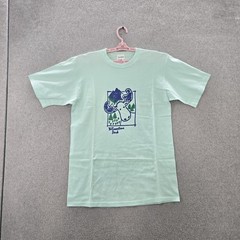 VINTAGE Yellowstone Park Men Shirt L Light Blue 90s Single Stitch Moose