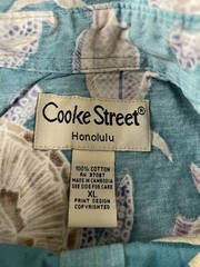 Cooke Street Hawaiian Shirt Mens XL Sea Turtle Ocean Fish Reverse Blue Aloha