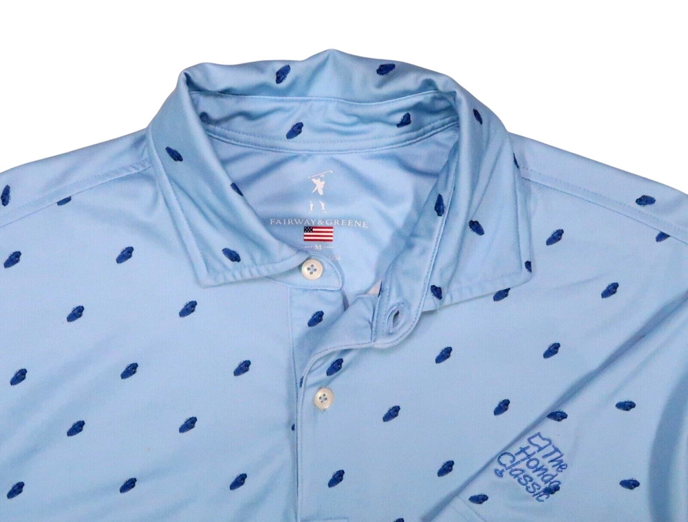 FAIRWAY & GREENE USA MEDIUM performance polo shirt honda classic race car print