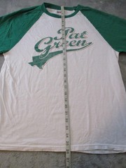 Vintage Pat Green Anvil Shirt Mens Medium White Green Raglan 3/4 Sleeve Baseball