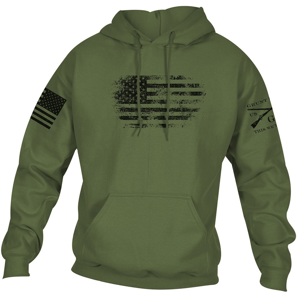 Grunt Style Vintage American Pullover Hoodie – Military Green