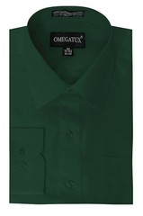MENS Solid Long Sleeve Premium Regular fit Dress Shirt, Emerald Green(Hunter)