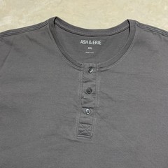 Ash & Erie Henley Shirt Mens XXL Gray Short Sleeve Button 100% Cotton