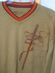 Request Sweater 2X V-Neck Embellished cross gothic griffin sword Mens Pullover